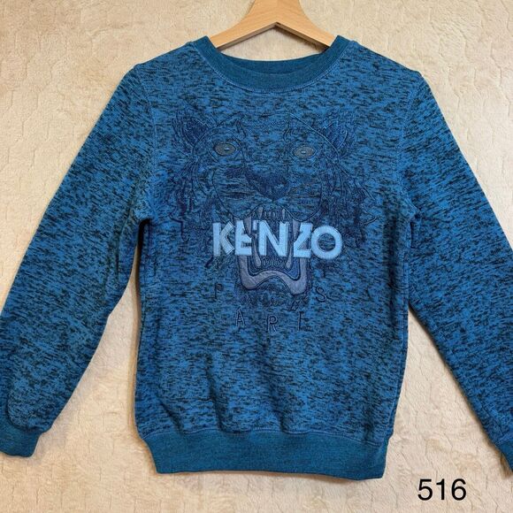 Kenzo Paris Sweater Womens Blue Tiger Jungle Crewneck Sweatshirt Sz S - Picture 1 of 16